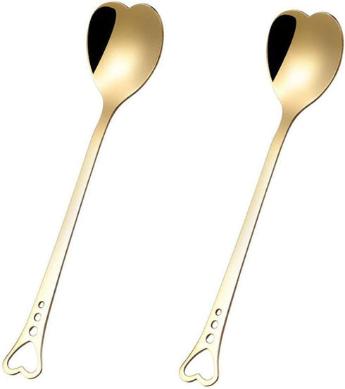 2Pcs Heart Shaped Spoons, Love Spoons for Coffee, Tea, Ice Cream, Dessert for Mother's Day with Gift Box