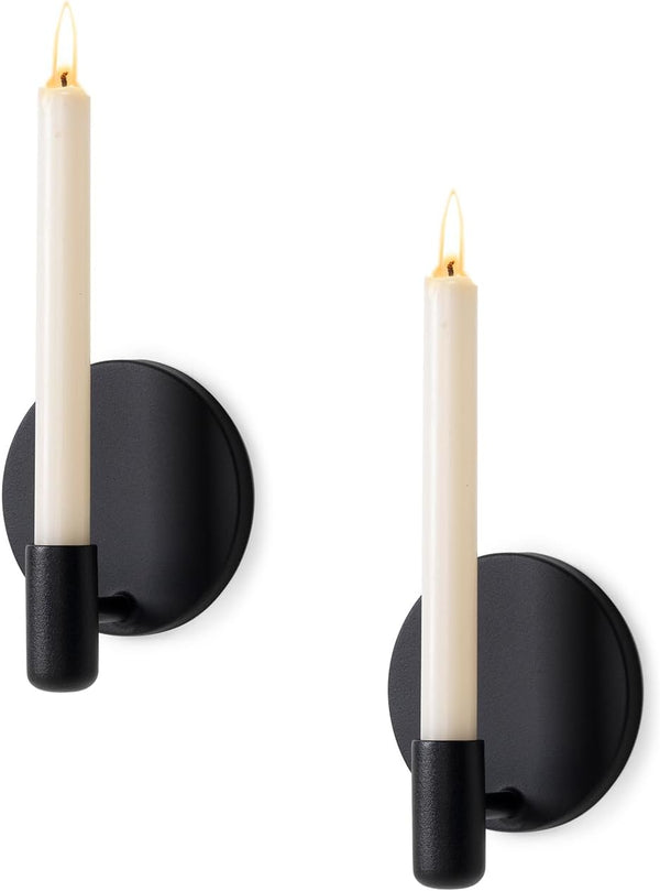Matte Black Wall Sconce Candle Holders Set of 2 for Taper Candles,