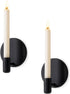 Matte Black Wall Sconce Candle Holders Set of 2 for Taper Candles,