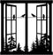 Resama Metal Wall Art, Birds In the Window Landscape Wall Hanger, Mountain and Forest Nature Decor, Unique Large Wall