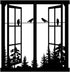 Resama Metal Wall Art, Birds In the Window Landscape Wall Hanger, Mountain and Forest Nature Decor, Unique Large Wall