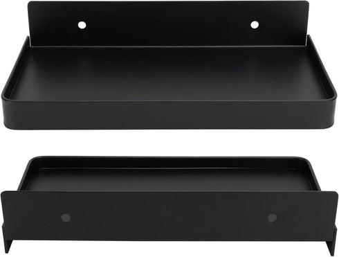 Walfront Stainless Steel Bathroom Phone Rack Holder, Wall Mounted Towel Storage Shelf, Black