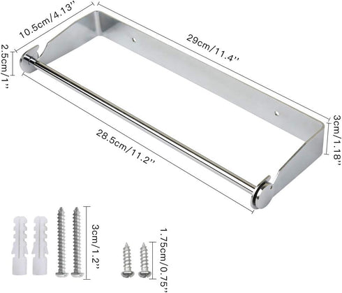 Under Cabinet Paper Towel Holder, Wall Mount for Home Kitchen, Stainless Steel for Large Rolls, Chrome