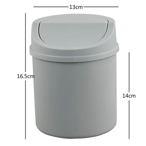 2 Liter Mini Desktop Trash Can with Swing Lid, Tiny Garbage Can Trash Bin (Grey)