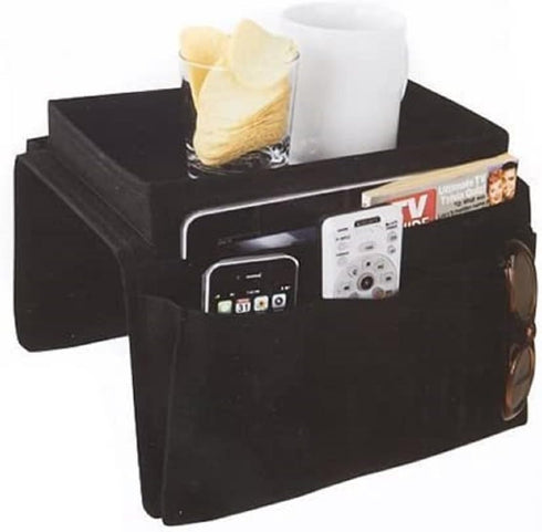Dependable Industries Essentials Sofa Armrest Organizer with Table, 5 Pockets, Anti-Slip Bottom