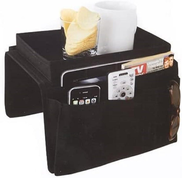 Dependable Industries Essentials Sofa Armrest Organizer with Table, 5 Pockets, Anti-Slip Bottom