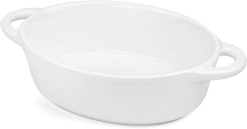 Foraineam 6-Pack 10 Ounce Porcelain Ramekins, Oval Ceramic Baking Dishes with Double Handles