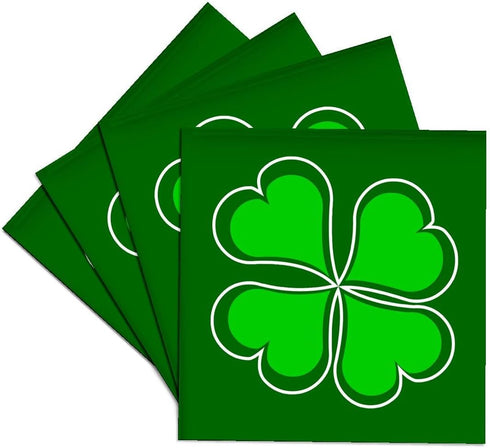 3dRose Lucky Green Shamrock - Ceramic Tile Coasters, Set of 4