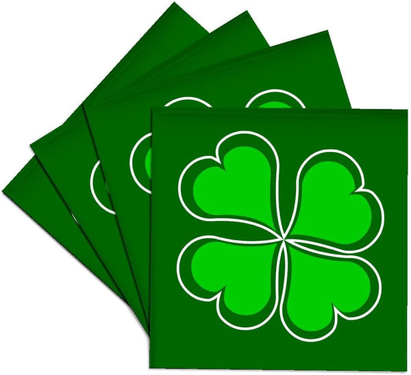 3dRose Lucky Green Shamrock - Ceramic Tile Coasters, Set of 4