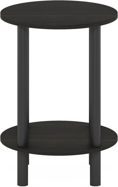 2-Tier Furinno Turn-N-Tube Side Table, Round End Table, Toolless Assembly Night Stand, Bedside Table with Open Shelf