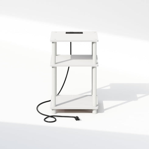 3-Tier Closet, Furinno JUST Night Stand, Turn-N-Tube Nightstand with Charging Station, Bedside Table, End Table, Side
