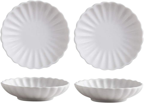 Gaolinci 3.5 Inches Flower Shape Ceramic Sauce Dish, Mini Side Seasoning Dish, Set of 4 Porcelain Small Saucer Dishes