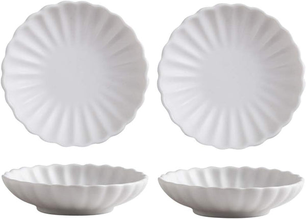 Gaolinci 3.5 Inches Flower Shape Ceramic Sauce Dish, Mini Side Seasoning Dish, Set of 4 Porcelain Small Saucer Dishes