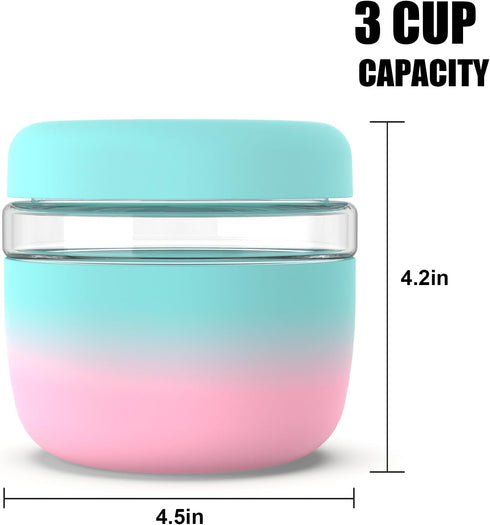 Tronco 24 oz Glass Lunch Bowl Container with Lid, Leak & Spill Proof Glass Food Storage for Meal Prep, BPA-Free