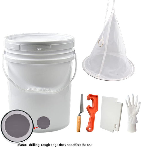5 10pcs Set Gallon Plastic Honey Bucket Kit - Honey Harvesting Tool with Gate Valve, Filter & Beekeeping Supplies |