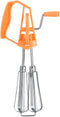 Manual Egg Beater, Hand Held Mixer, Plastic Hand Crank Autorotation for Home Baking (Orange)