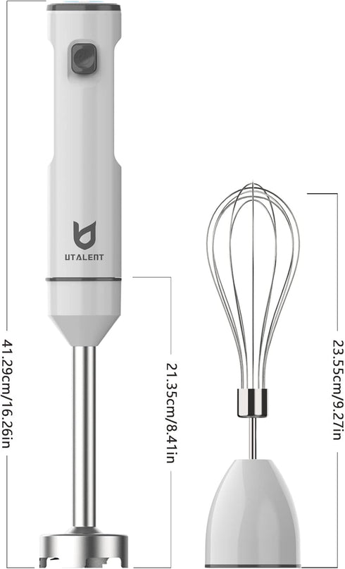 Cordless Hand Blender - UTALENT Variable Speed Immersion Blender with Fast Charger, Egg Whisk for Smoothies & Soups