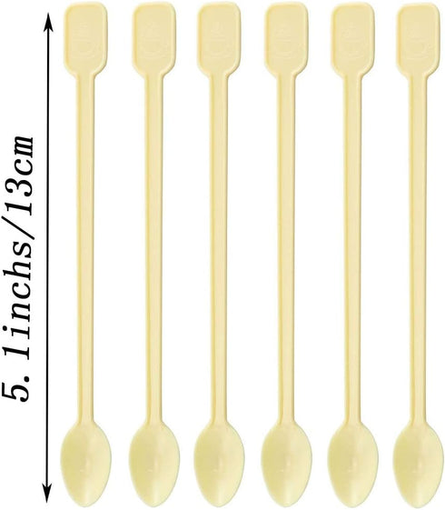 500 PCS Disposable Tiny Coffee Spoon, Beige Plastic Stir Cocktail Sticks, Mini Tea Stirrer