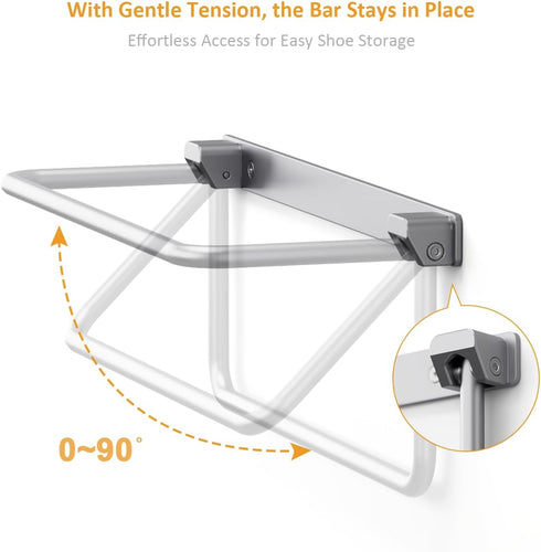 frmmy 2 Packs i Foldable Wall-Mounted Shoe Rack- Aluminum Hanging Shoe Organizer, Efficient Holder and Storage Rack