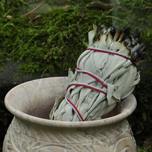 Prabhuji's Gifts California White Sage Smudge Bundles, 3 Mini Bundles, 4"-5", Natural Ingredients