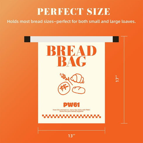 PW61 Sourdough(2 Pack) Reusable Beeswax Bread Bags for Homemade Bread,Bread Bags for - XL Natural cotton beeswax bread
