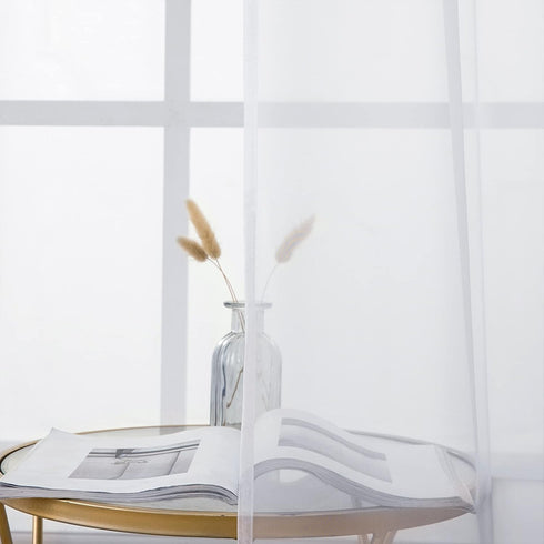 MIULEE Window Valance Half Sheer Curtains, Rod Pocket Voile Drapes, Extra Wide for Small Window, 60 x 18 Inch