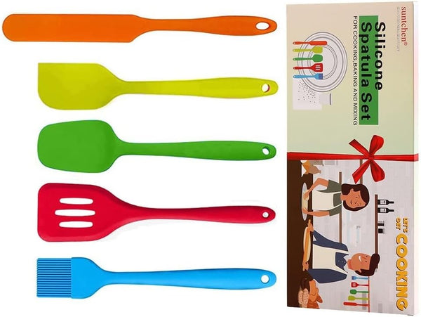 5Pcs Silicone Spatula Set, Colorful Mini Kitchen Utensils, 480 F Heat Resistant for Baking and Cooking
