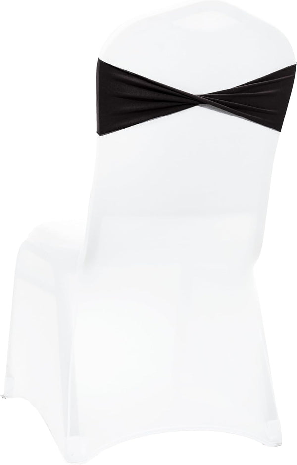 VDS Pack of 10 PCS | Black | Spandex Chair Sashes Bows