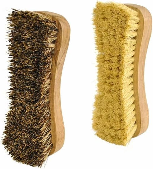 All-Natural Wooden Scrub Brush Set, Eco-Friendly Cleaning Products, Wooden Handle with Tampico and Palmyra Bristles, 2