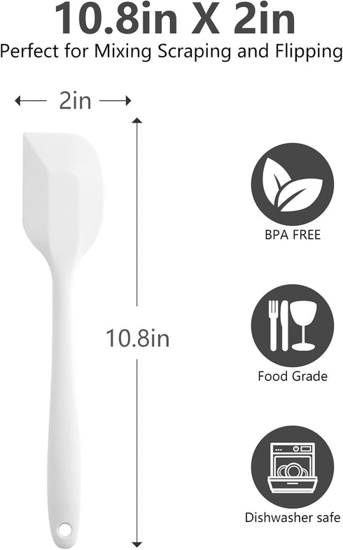 White Silicone Spatula for Cooking Heat Resistant, 10.8In Small Kitchen Spatula Silicone, Flexible Rubber Spatula for Baking by DUFEIMOY