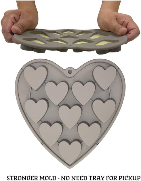 Heart Shaped Cake Pans - Heart Silicone Mold for Baking, Large 2 Inches, 10 Cavities for Ice Cube, Chocolate