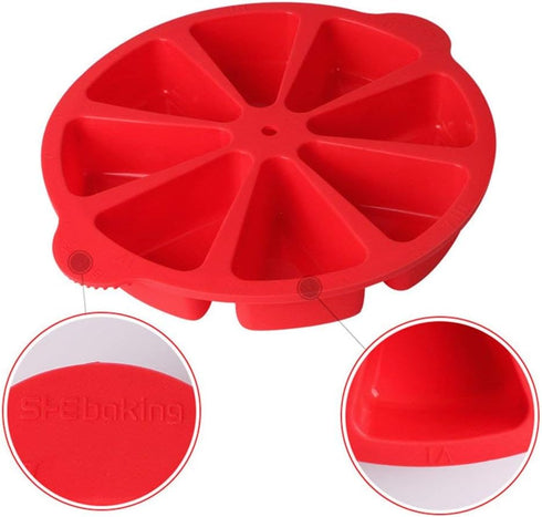 Scone Pan Silicone Triangle Cake Mold, Nonstick Cornbread Pan, 8 Cavity for Brownies, Muffins, Cupcakes (Red)