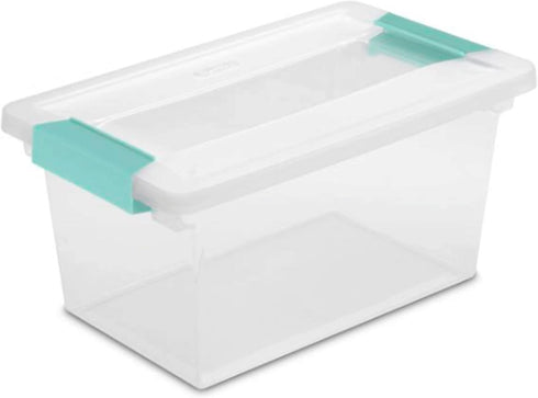 Sterilite Medium Clip Box, 4-Pack Stackable Small Storage Bin with Latching Lid, Clear Plastic Container for Office,