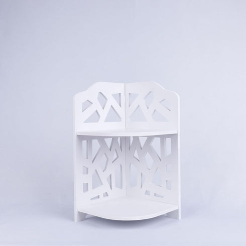 2-Tier HornTide Corner Shelf, Brief Fashion Organizer Storage Rack, for Cosmetic Doll Potted-Plant Vitamins Supplements