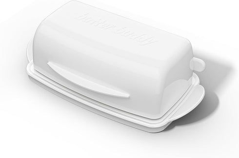 Butter Dishes with Lid for Countertop Refrigerator, Plastic Butter Dish Flip Top Lid Butter Container with Spreader, Non-Slip Bottom Butter Holder Keeper (White)