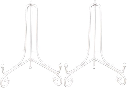 Artliving 2 Pack 12" Iron Large Plate Stand, White Iron Easel for Displaying Picture Frames and Cookbooks