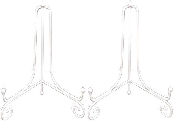 Artliving 2 Pack 12" Iron Large Plate Stand, White Iron Easel for Displaying Picture Frames and Cookbooks