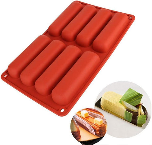 8 Cavity Long Strips Eclair Silicone Cake Pop Mold, Cake Pop Maker for Handmade Baking Supplies