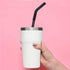 Senneny Set of 5 Stainless Steel Straws with 2 Cleaning Brushes, 1 Portable Bag, Silicone Flex Tips Elbows Cover