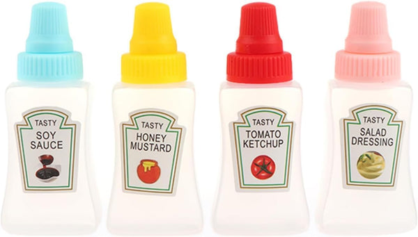 Rosojodg 4Pcs Colorful Mini Cute Tomato Ketchup BottleSalad Dressing Tomato Containers Empty Ketchup