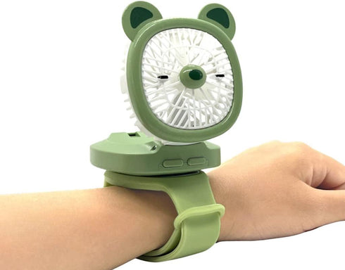 Personal Fan with Wrist Strap, Battery Operated, USB Rechargeable, 3 Adjustable Speeds (Green)