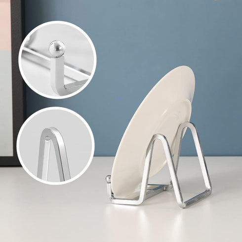 Plate Holder Easel Display Stand - 3 inch Metal Plate Stands for Display, Silver Iron Easels for Pictures, Photo Frames