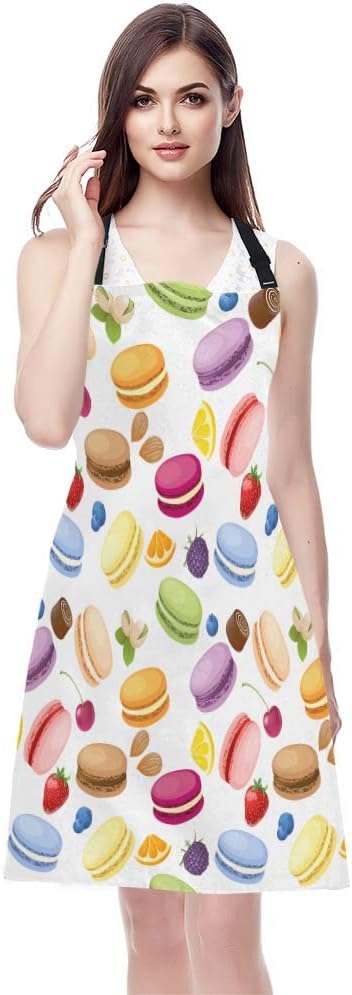 WONDERTIFY Colorful Macarons Apron - Adjustable Bib for Men & Women, Suitable for Kitchen Cooking & Baking