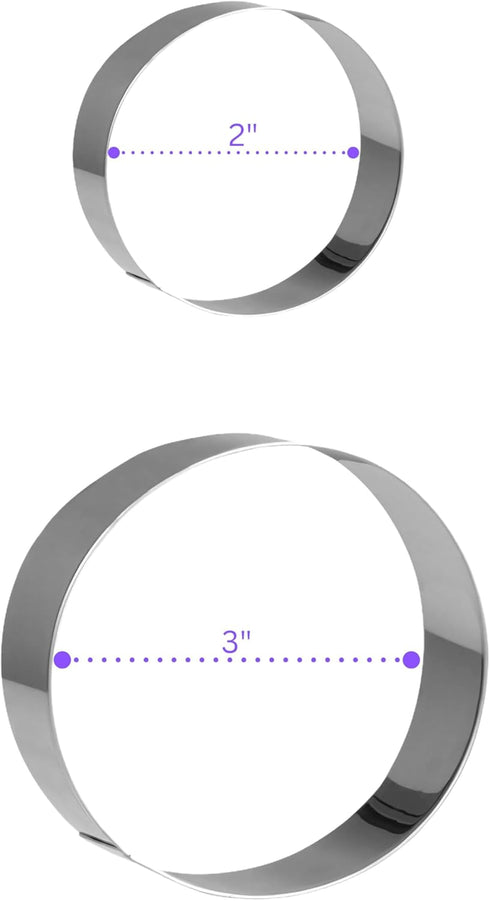 Bakerpan Round Stainless Steel Cookie Cutter Set, Circle Biscuit Cutters (2 Inch & 3 Inch)