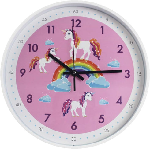 Pink Wall Clock - Silent Non Ticking Décor for Kids Room, Office, School, Bedroom, Kitchen, 12 Inch