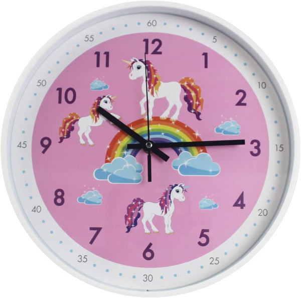 Pink Wall Clock - Silent Non Ticking Décor for Kids Room, Office, School, Bedroom, Kitchen, 12 Inch