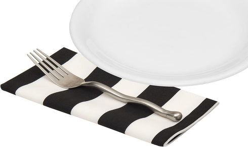 Black and White Table Linens, 100% Cotton Cloth Napkins 18" Dinner Pk 4
