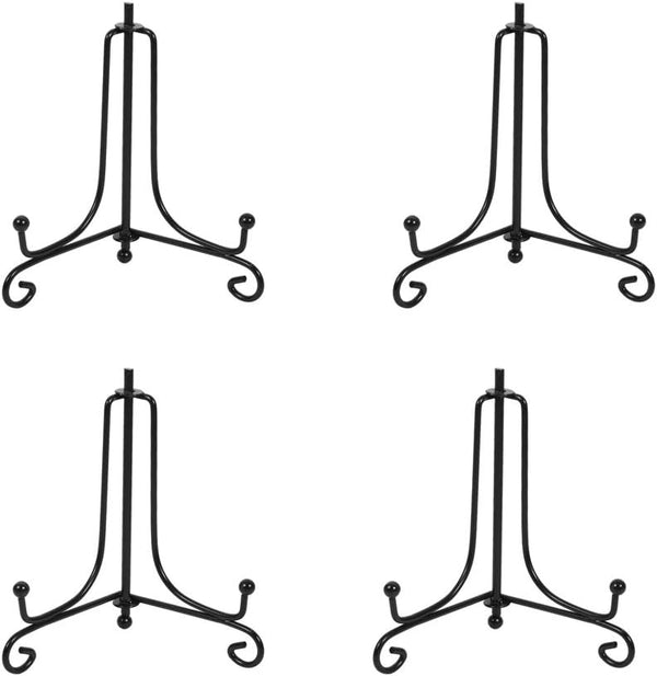 (4 Pack) Black Iron Display Stand - Iron Easel Plate Display Photo Holder for Picture Frames, Decorative Plates, 4 Inch