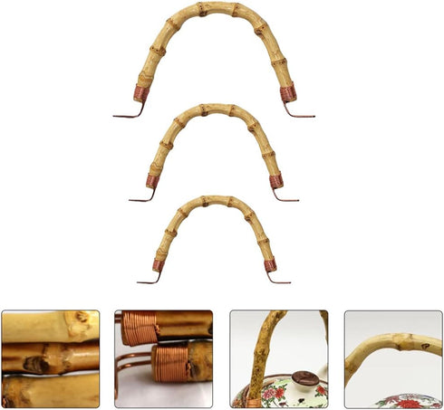 Angoily Rattan Teapot Handle Replacement for Japanese Ceramic Pot, Pottery Tea Pots, 3pcs Handle Accessories