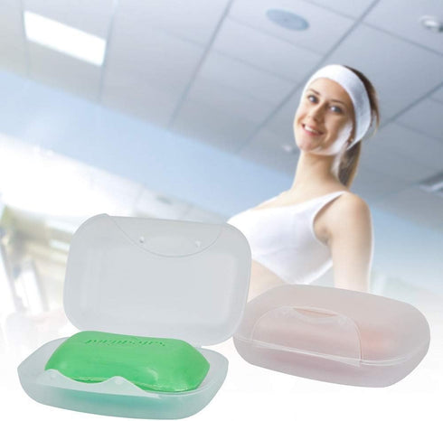 Soap Box Holder, 2-Pack Clear Soap Dish Container for Bathroom, Gym & Camping by Vonpri